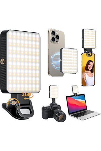 AWH مصباح LED مغناطيسي لتصوير السيلفي - مصباح فيديو قابل لإعادة الشحن ومشبك ل...