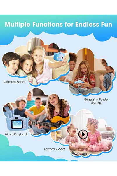 AHW AWH Children's Camera – HD Kids Digital Camera, 32GB SD Card, Gift for Boys & Girls (Blue).