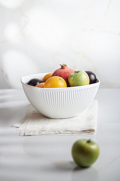 EWs Acrylic Baroque White Large Square Fruit & Salad Bowl & Mixing Bowl / 3.3 Lt (NOT GLASS)