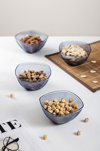EWs Acrylic Baroque Dark Blue Square 4-Piece Small Bowl Set & Snack Bowl & Presentation & Treat (Not Glass) 688