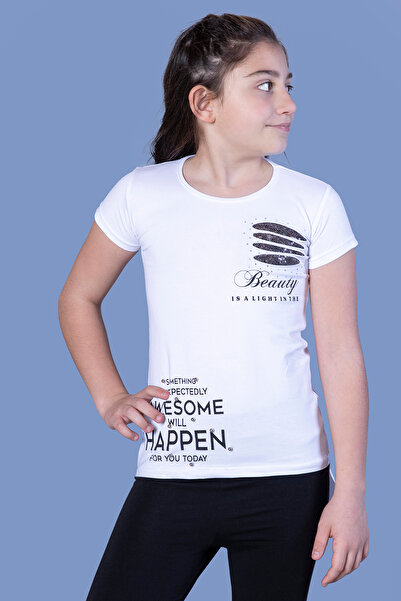 Toontoy Κοριτσίστικο μπλουζάκι με πέτρες στο στήθος, κομμένο με λέιζερ