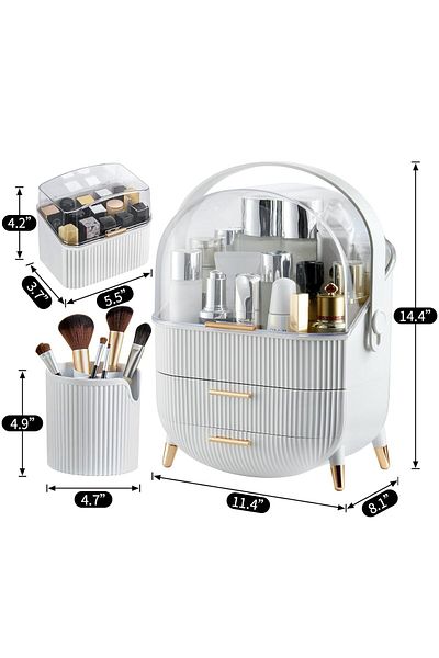 fulina Makeup Organizer,Cosmetics Display Case with Drawers and Brush Organizer,for Bathroom,Dresser