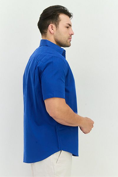 French Connection Men Regular Fit Solid Short Sleeves Casual Shirt, Blue