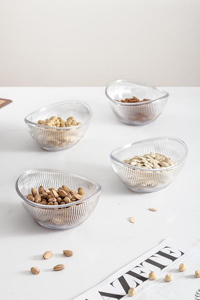 EWs 4-Piece Acrylic Baroque Transparent Oval Small Bowl Set - Included Snack Bowl, Presentation and Catering