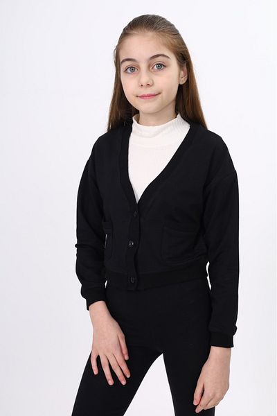 Toontoy Girl's Camisole Detailed Buttoned School Cardigan