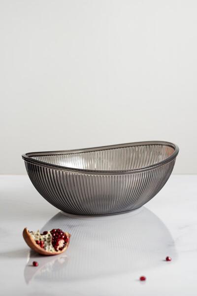 EWs 3.3 Lt Smoked Acrylic Baroque Large Oval Fruit and Salad Bowl - Mixing Bowl (NOT GLASS)