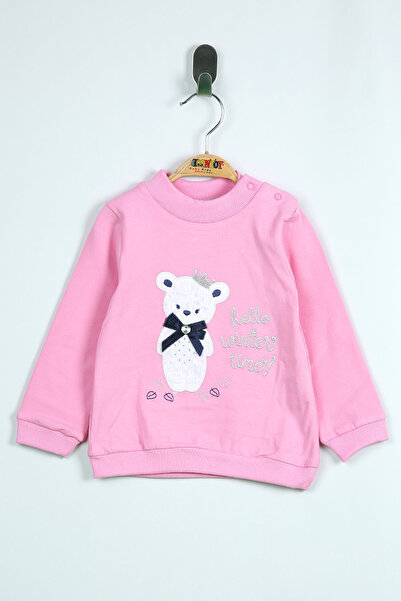 Toontoy تي شيرت قطني رقيق مطرز على شكل دمية دب للفتيات الصغيرات