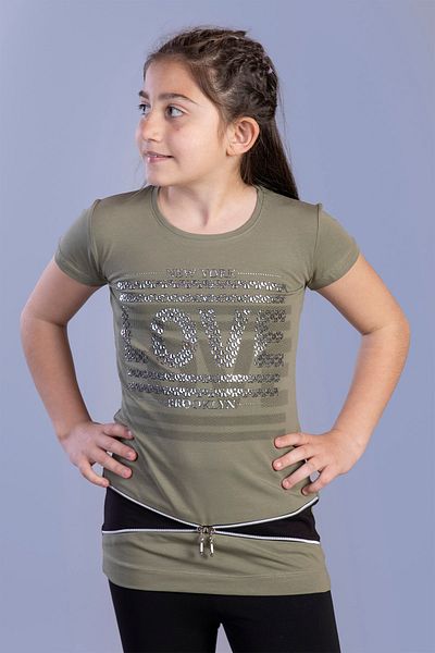 Toontoy Girl's T-shirt - Love Foil Printed