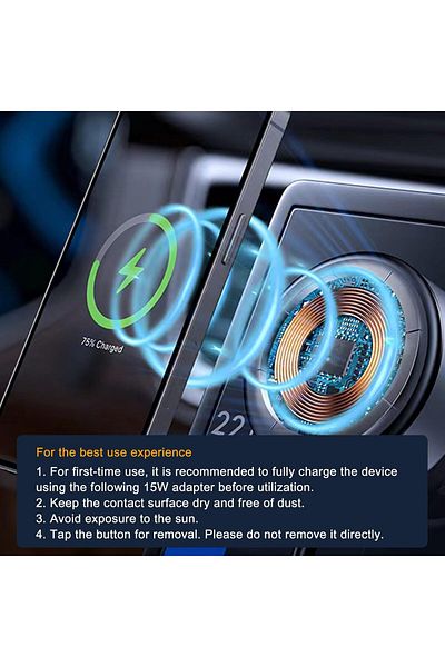 AWH 15W Magnetic Wireless Car Charger – Suction Cup Phone Mount for Mirror & Gym, iPhone 12-16.
