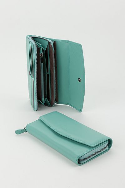 Fossil Boxed Genuine Leather Water Green Large Size Women's Hand Portfolio Card Holder Wallet