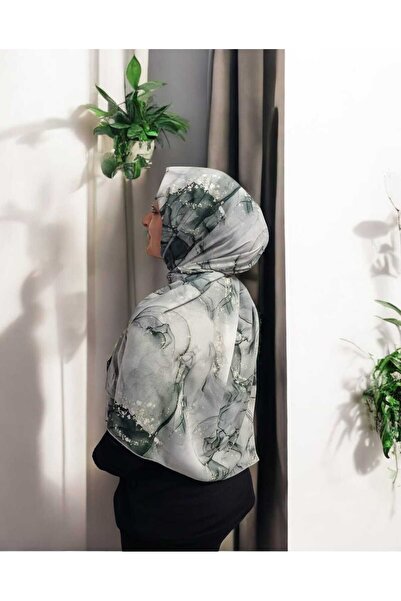 Tasarım İthal krep soyut desen yeşil şal