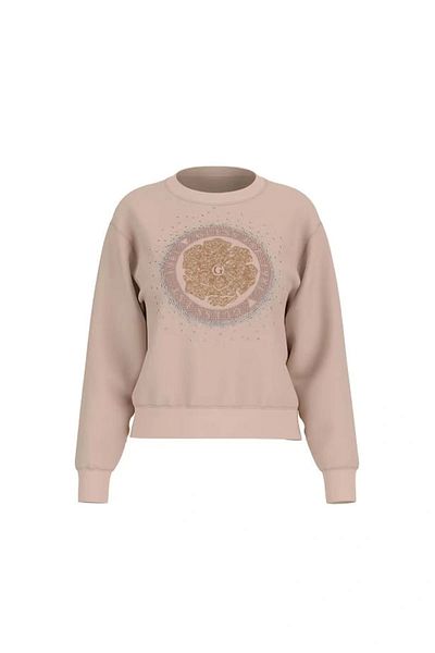 Guess Cn Peony Logo Fleece Women's Beige Sweatshirt W5Rq05K7Ex1-G1Dp
