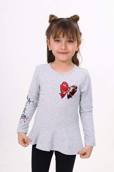 Toontoy Girl's Breast Sequin Bow Embroidered T-Shirt