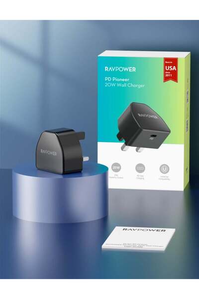 RavPower شاحن حائط RP-PC1041 PD بقوة 20 وات مع منفذ واحد من النوع C