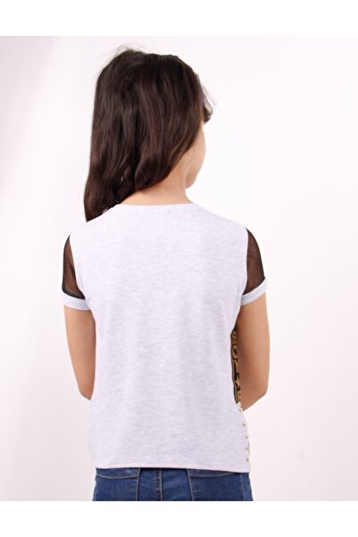 Toontoy Star Printed Girl's T-Shirt - Mesh Sleeve