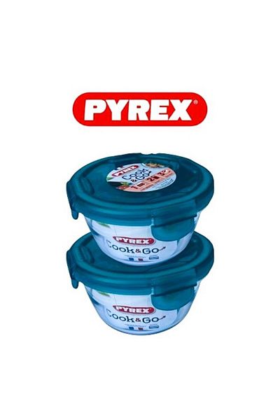Pyrex طبق تخزين كوك اند جو راوند سعة 700 مل - عبوة من قطعتين - محكم الغلق، آمن للاستخدام في الفرن والميكروويف