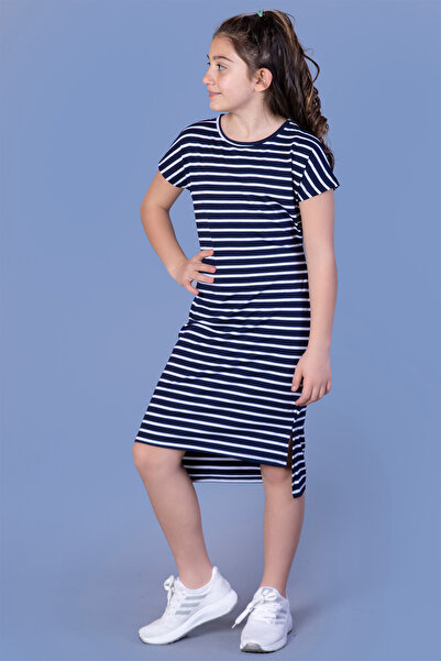 Toontoy Φόρεμα για κορίτσια με λουράκι στη μέση και λεπτομέρεια με σχισμές στα δύο πλαϊνά