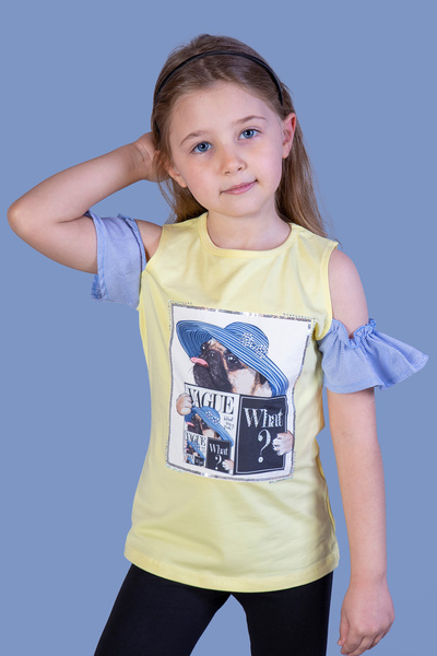 Toontoy Κορίτσι - Μπλουζάκι με καπέλο σκύλου με τύπωμα συνδυασμός υφασμάτων