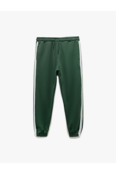 Koton Stripe Detailed Cotton Blended Lace up Waist Jogger Sweatpants