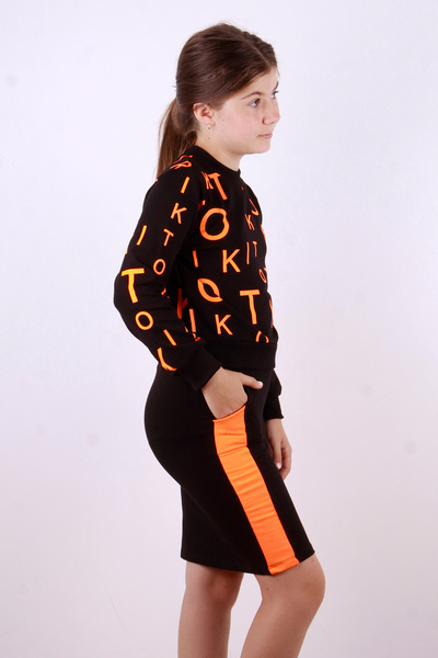 Toontoy Tiktok Printed Girl's Skirt Suit