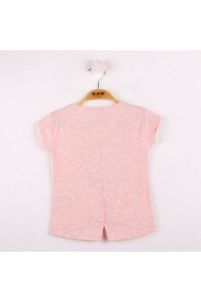 Toontoy Smiling Face Sequin Girl's Embroidery T-shirt