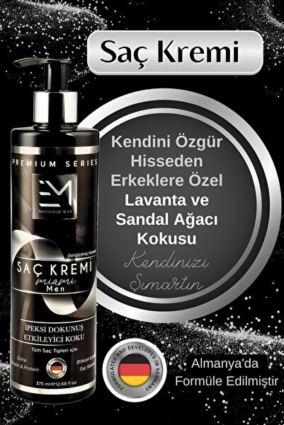 EM AMANOS BEAUTY Erkek Saç Bakım Kremi - Miami Kokusu - Doğal Keratin Ve Kolajen Içerir - Önler