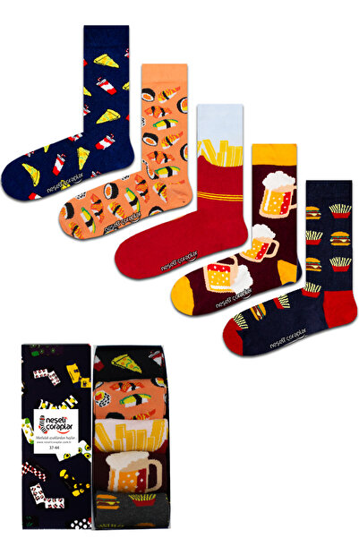 Neşeli Çoraplar 5'li Kutulu Suşi Renkli Çorap Set