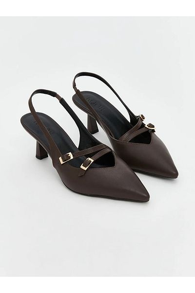 LC Waikiki Koor Brown Pointed Toe Women's Heeled Shoes