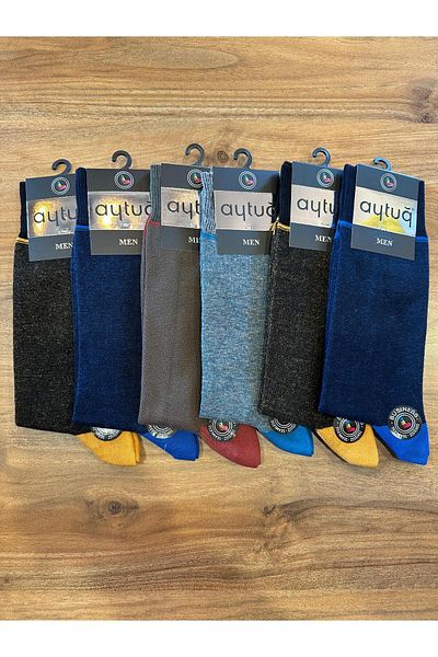Aytuğ Men's Business Cotton Seamless Colorful Men's Socks 6 Pack