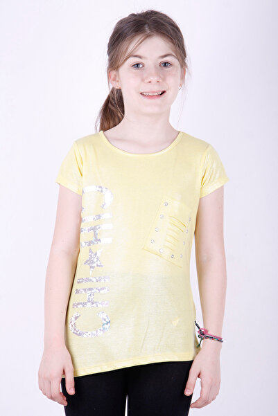 Toontoy Μπλουζάκι για κορίτσια Yıldız με τύπωμα - Λεπτομέρεια κομμένη τσέπη