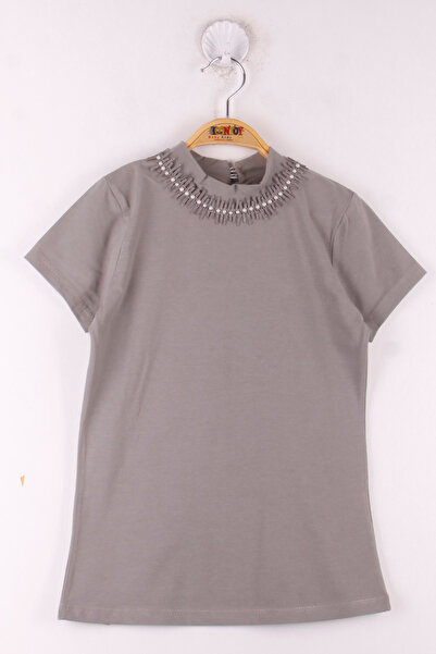Toontoy Σχολικό μπλουζάκι για κορίτσια με πέρλες στο γιακά και λεπτομέρεια Danel