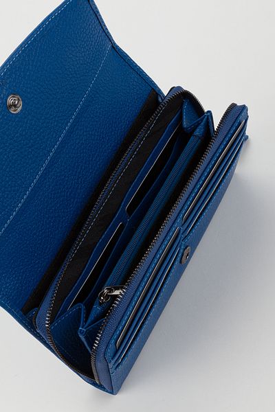 Fossil Boxed Genuine Leather Blue Large Size Women's Hand Portfolio Card Holder Wallet