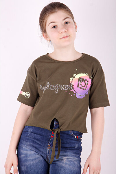 Toontoy Κορίτσι - Μπλουζάκι Instagram με τύπωμα με κορδόνια στην κοιλιά