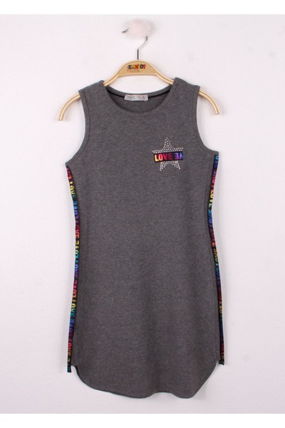 Toontoy Girl's Chest Star Printed Zero Sleeve Dress