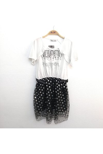Toontoy Stone Detailed Heart Happen Girl's Dress