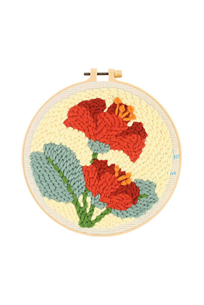 ElkaHobi Kasnaklı Goblen Punch (panç) İşleme Seti 20 Cm Gelincik Deseni