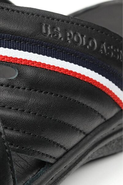 U.S. Polo Assn. Real Leather Soft Sole Lightweight Anatomical Daily Black Men's Slippers Delmar