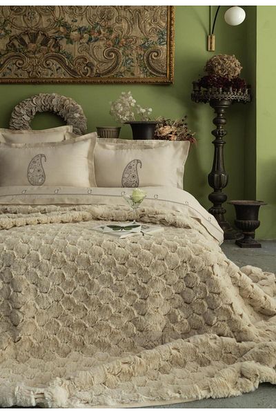 Apricitas HOME Double Bed Set with Cover Silverfox Ecru - Bedside