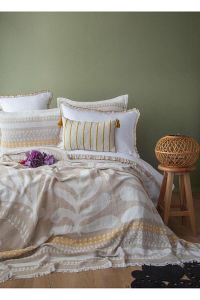 Apricitas HOME Double Zest Beige Cotton Bedspread Set