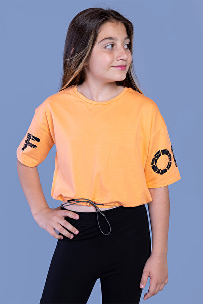 Toontoy Tricou crop pentru fetiță din cu imprimeu