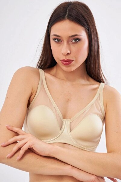 NİVEMESHOME LE JARDIN 9200-B Сутиен с меки чашки - с дантелена украса, цвят нюд
