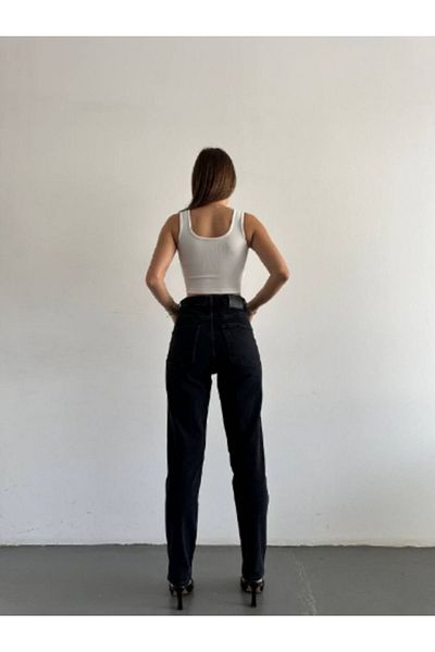 LİMABEL Mystery Milano - 90S Mom Jeans Ivan Queen Alya Women's Black High Waist Non-Fading Boyfriend