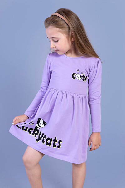 Toontoy Girl's Luckycats Printed Dress