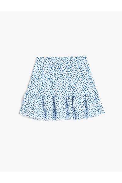 Koton Pleated Floral Print A-Line Mini Skirt