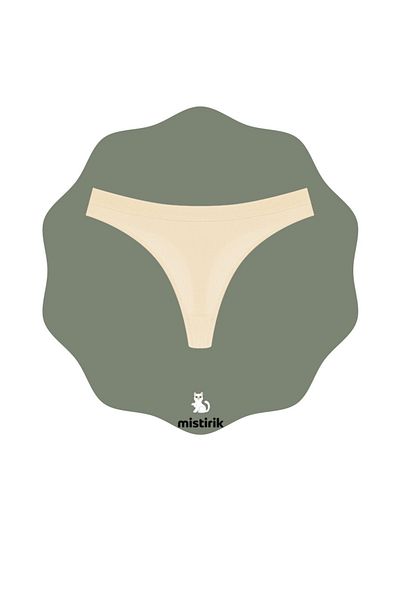 MİSTİRİK Paulo Model Ribbed and Flexible Soft Fabric String Panties Skin Color