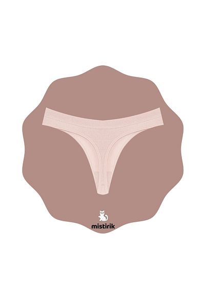 MİSTİRİK Paulo Model Ribbed and Stretchy Soft Fabric String Panties Light Pink Color