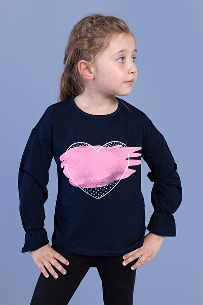 Toontoy Κοριτσίστικο μπλουζάκι με ελαστικό άκρο μανίκι με πέτρα B με τύπωμα