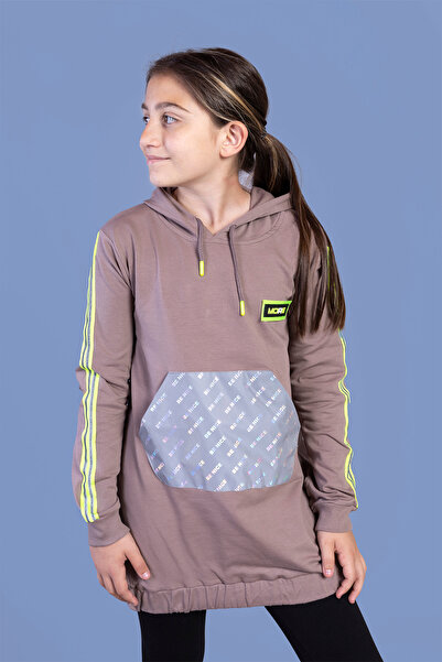 Toontoy Fată - Hanorac cu buzunar cangur cu detaliu reflectorizant tricou