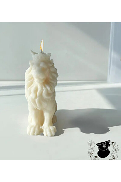 Yaratıcı sanatlar atölyesi 2'li Taçlı Aslan Kral Dekoratif Heykel Mum Seti