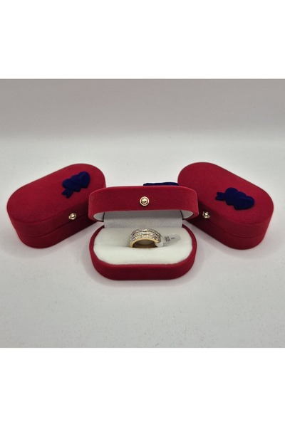 CAN FLOK OVAL KALP KIRMIZI-BEYAZ OVAL RULO ALYANS YÜZÜK KUTUSU - ÇELİK YÜZÜK ...